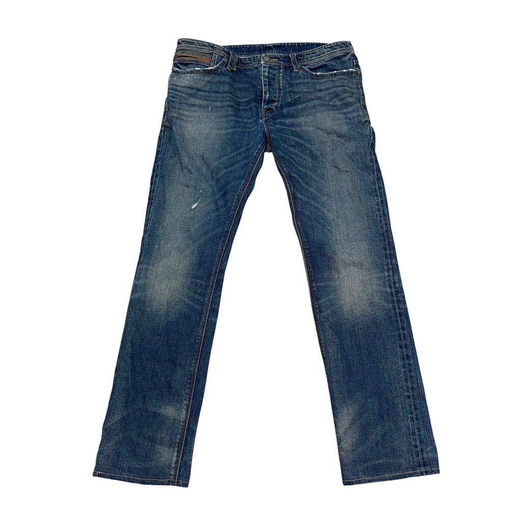 Chevignon P-Storm Used Mens Straight Leg Jeans Blue Medium Wash 36 LCPC012